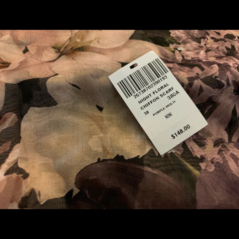Henri Bendel Night Floral Chiffon Scarf NWT